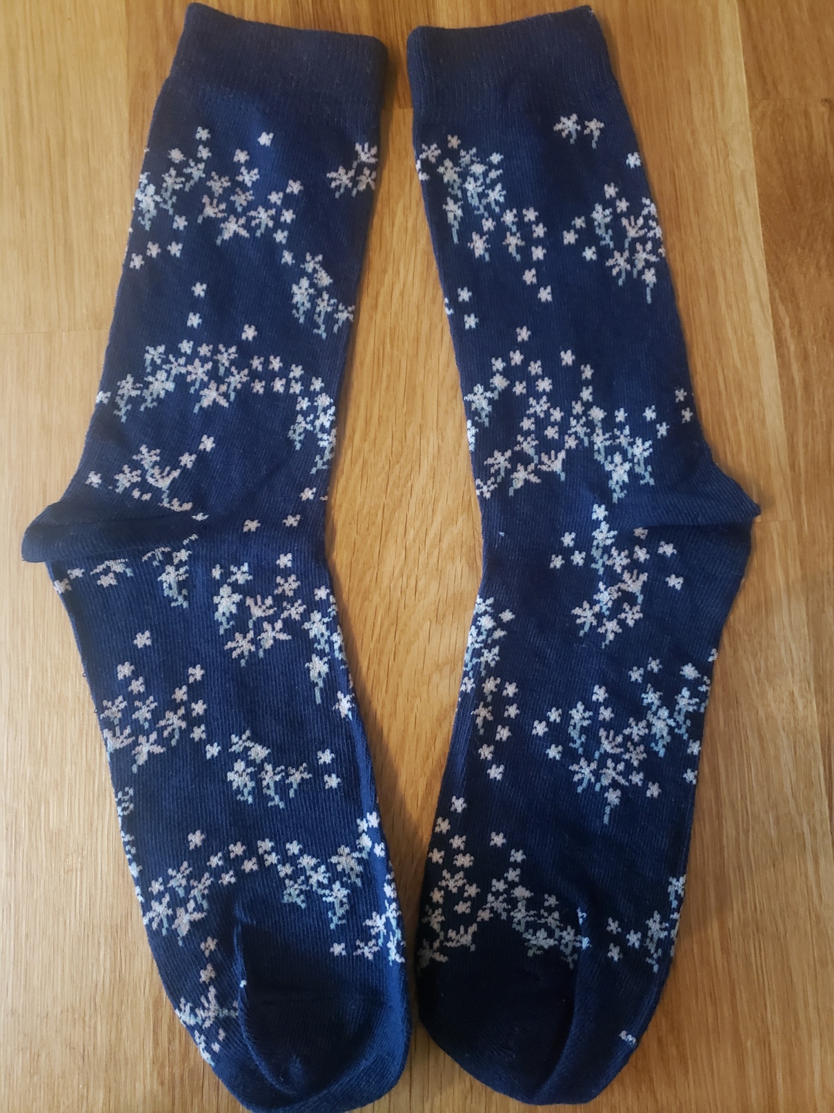 Socken dunkel blau Muster